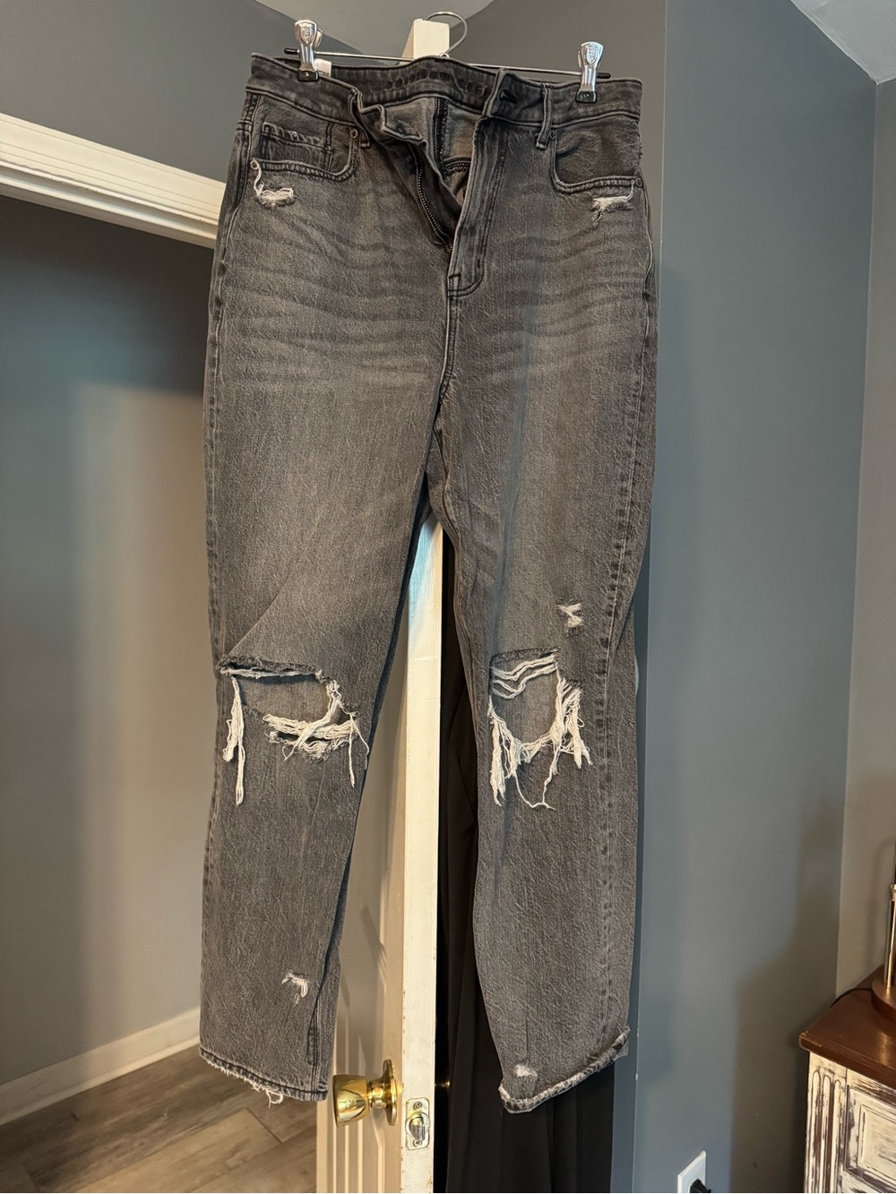 American Eagle Outfitters Distressed Black-Grey Boyfriend Jeans